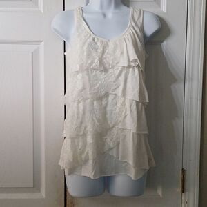 French Laundry Petite ivory lace front layered sleeveless blouse  Sz SP NWT